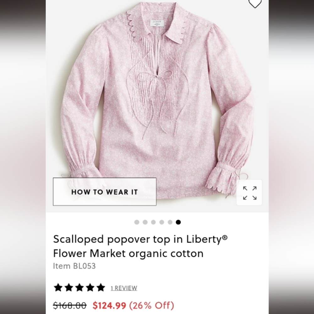 Scalloped popover top in Liberty® Flower Market organic cotton